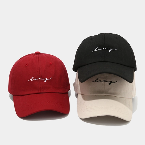 Casquette De Baseball En Coton Broderie Lettres Réglable Visière Courbée Protection Solaire Extérieure Mode Unisexe