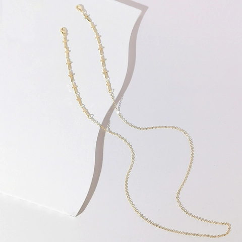 Elegante Cadena Para Gafas De Aleación De Cobre Chapada En Oro Con Eslabones De Cruz Cordón Antideslizante Retro Chic