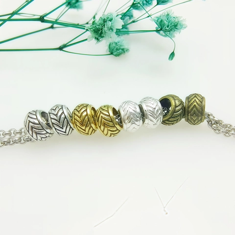 Perle Distanziatrici In Lega Retrò Con Motivo A Spina Di Pesce Foro Grande Per Gioielli Fai Da Te Bracciali Collane