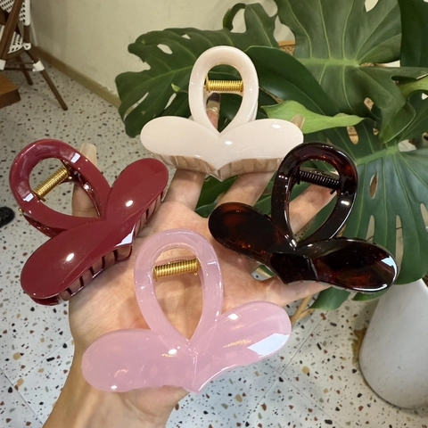 Pinza Para El Pelo Con Forma De Corazón Acetato Acrílico Garra Elegante Minimalista Hebilla Mariposa Para Mujer