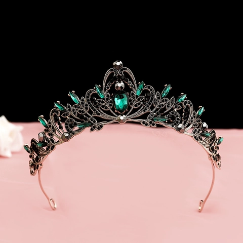 Baroque Luxury Tiara Retro Alloy Rhinestone Faux Artificial Pearl Crown For Bridal Wedding Queen Birthday Party Headpiece