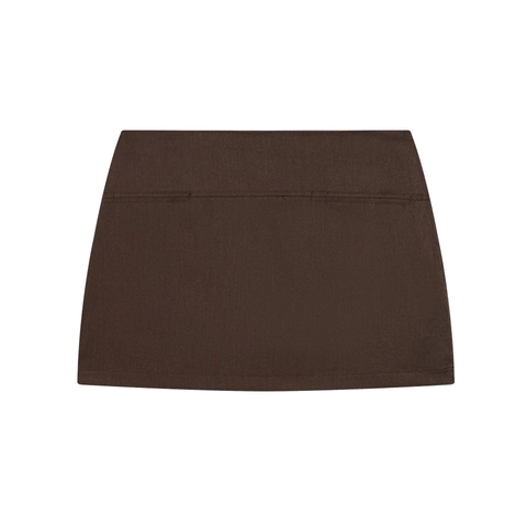 Solid Coffee Brown Polyester Mini Skirt High Waisted A-Line Slim Fit Streetwear Fashion Women Sexy Short Skirt