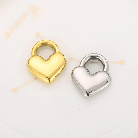 Pendentif En Forme De Cœur Acier Inoxydable Charme Serrure D'amour Creuse Pour Accessoires Bijoux DIY