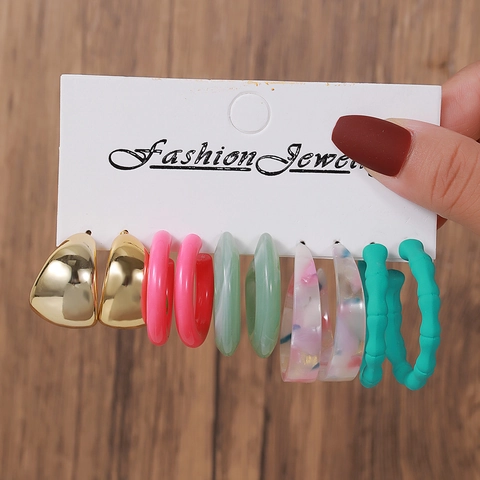 Pendientes Geométricos En Forma De C Gota De Agua Resina Acrílico Aleación Colorido Joyería Moda Mujeres Elegante Accesorio