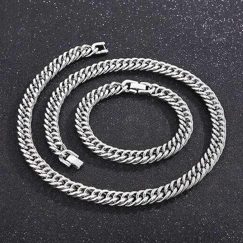 Collana A Catena Cubana Acciaio Inossidabile Hip Hop Streetwear Colore Argento Gioielli Lucidati Per Uomini Donne
