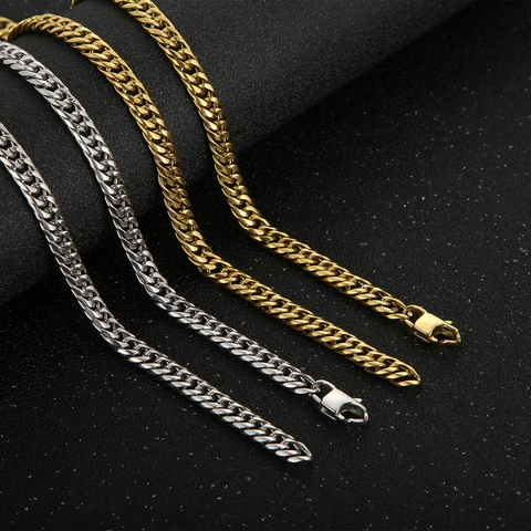 Collana A Catena A Maglia Cubana Da Uomo Acciaio Inossidabile Piatto Streetwear Moda Minimalista Gioielli Lucidati Unisex