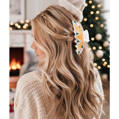 Molletta Per Capelli Natale Acrilico Omino Di Pan Di Zenzero Pupazzo Di Neve Motivo Renna Grande Fermaglio Donne Ragazze