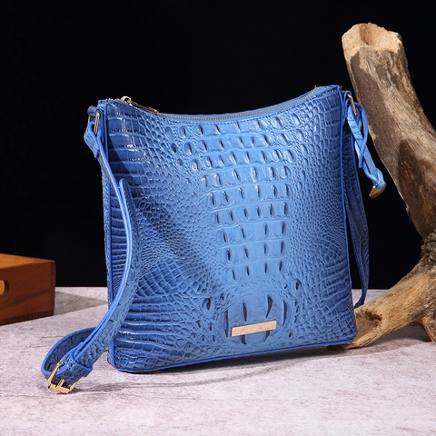 Women Crossbody Bag Crocodile Pattern PU Leather Retro Handbag With Adjustable Strap Daily Fashion Square Satchel