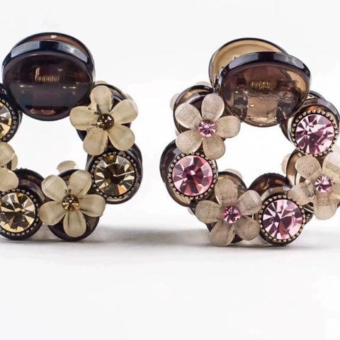 Pinza De Pelo De Camelia Elegante Resina Acrílica Mini Pinza Con Flor De Diamantes De Imitación Para Mujer Estilo Coreano
