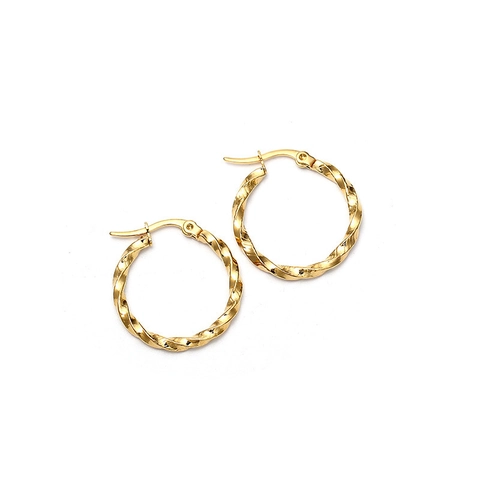 Twisted Hoop Earrings Stainless Steel Gold Plated Vintage Rope Texture French Lever Back Elegant Jewelry Women Minimalist