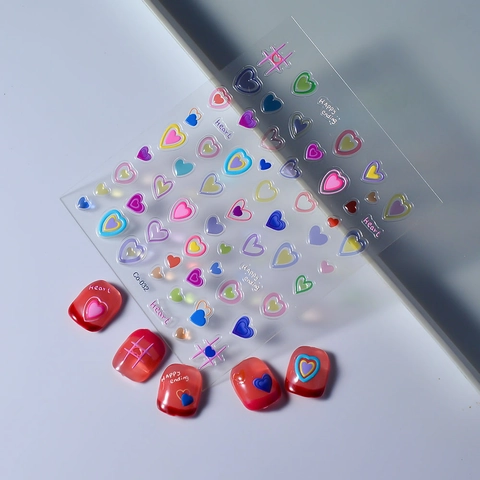 3D Relief Herz Nagelkunst Aufkleber Bunte Transparente Wasserdichte DIY Maniküre Dekoration Für Frauen Mädchen
