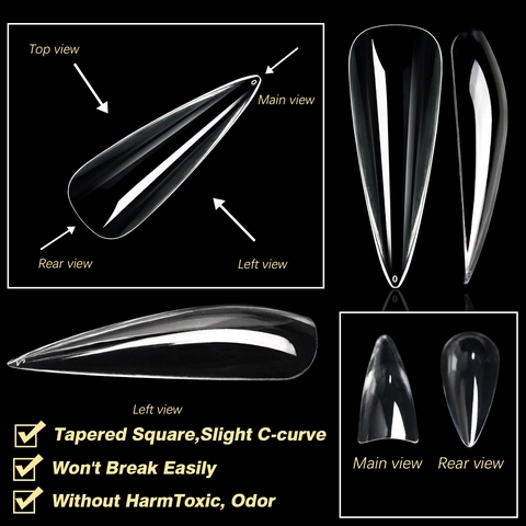 Clear False Nail Tips Professional Full Cover Extensions Various Shapes Coffin Stiletto Almond For Women