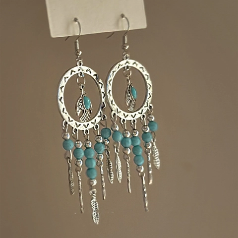 Orecchini Pendenti Boho In Turchese Con Nappa E Perno In Argento Sterling 925 Gioielli Etnici In Rame Con Fiori Per Donna