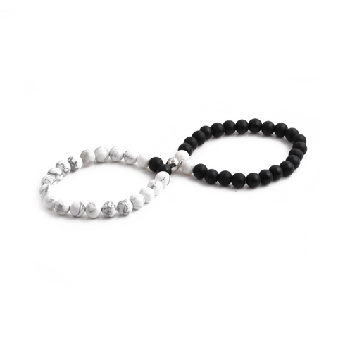 Natural Stone Beaded Bracelets Magnetic Heart Clasp For Couple Distance Friendship Jewelry Minimalist Design