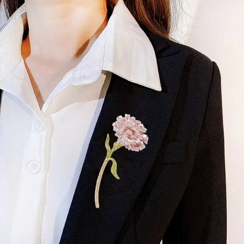 Elegante Spilla a Forma di Fiore di Garofano in Lega di Zinco da Donna Spilla Pianta Vintage per Abito da Festa Festa della Mamma