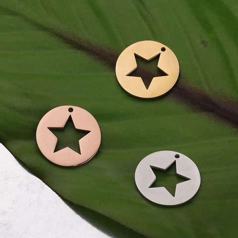 Dijes De Estrella Hueca Colgantes Acero Inoxidable 304 Redondo Geométrico DIY Fabricación De Joyas Collar Pulsera Accesorios Pulido Espejo