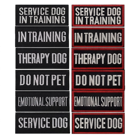 Service Dog Embroidery Patches Hook And Loop Tactical Working Dog Labels For Pet Harness Vest Bags Backpacks Clothing