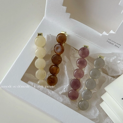 Pinces À Cheveux En Perles De Résine Barrette Bec De Canard Texture Marbre Rétro Élégant Pour Femmes