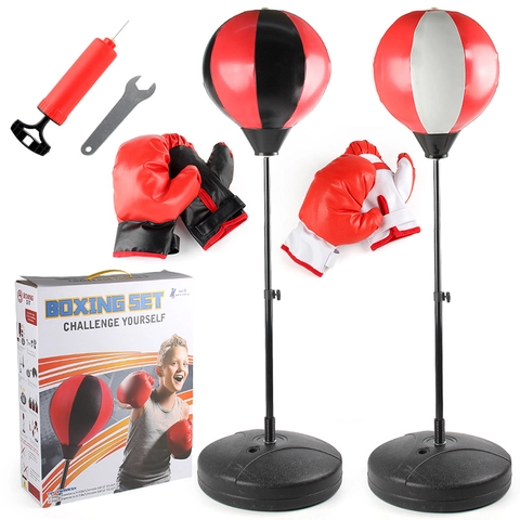 Boxen Punchingball Aufblasbarer Speedball Höhenverstellbar PU-Leder Stahlrohr Für Kinder Erwachsene Heimtraining Dekompression
