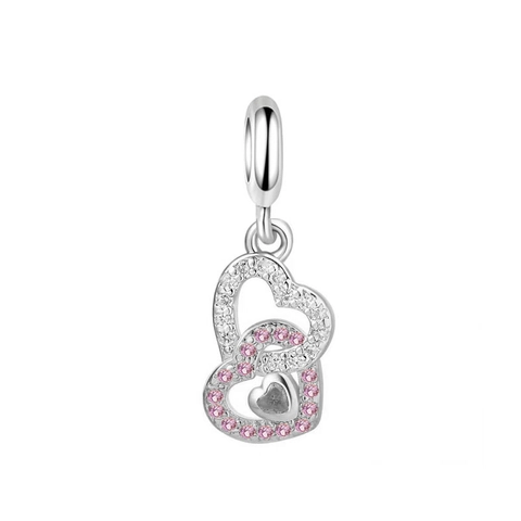 Διπλή Καρδιά Charms Κράμα Με Στρας Μενταγιόν Για DIY Βραχιόλι Κατασκευή Κοσμημάτων Γλυκό Στυλ Για Γυναίκες