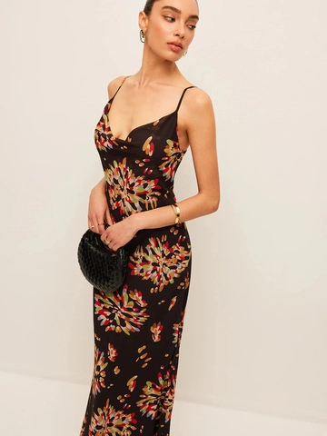 Dames Maxi Jurk Met Bloemenprint V Hals Open Rug Hoge Taille Elegant Mouwloos Zomers Lang Kleed