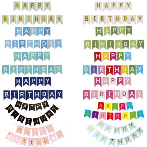 Banner Buon Compleanno Bandiere Di Carta Dorata Ghirlanda Decorazione Per Feste Celebrazione