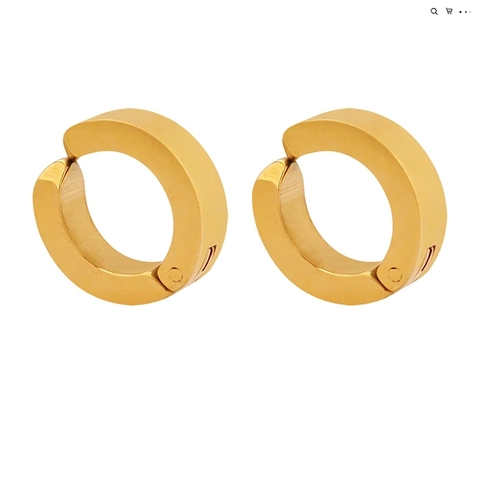 Orecchini A Cerchio Tondi Minimalisti In Acciaio Titanio Placcato Oro 18 Carati Clip Senza Foro Per Donne Uomini Gioielli Alla Moda