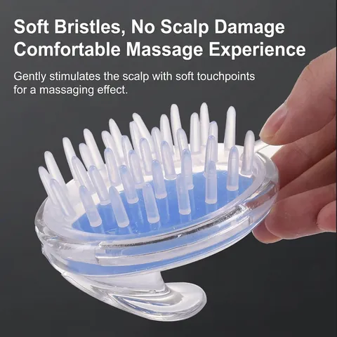 Silicone Scalp Massager Shampoo Brush Manual Hair Scrub With Handle Transparent Shell Head Cleaning Shower Spa Tool