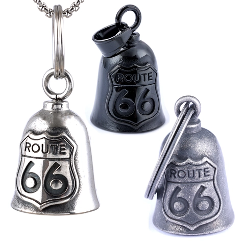 Ciondolo Campanello Protezione Moto Route 66 Acciaio Inossidabile Vintage Biker Equitazione Gioielli Uomo Donna