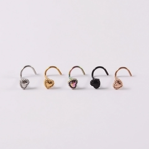 Piercing Naso A Forma Di Cuore Acciaio Inossidabile Bordo Perlato Forma A L Gioielli Da Piercing Punk Accessorio Di Moda Unisex