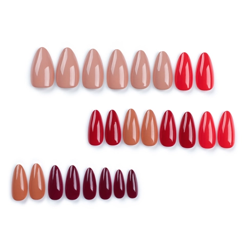 Unghie Finte a Mandorla Corta Minimalista Tinta Unita Lucide in ABS per Donna Manicure Autunnale Accessori per Nail Art