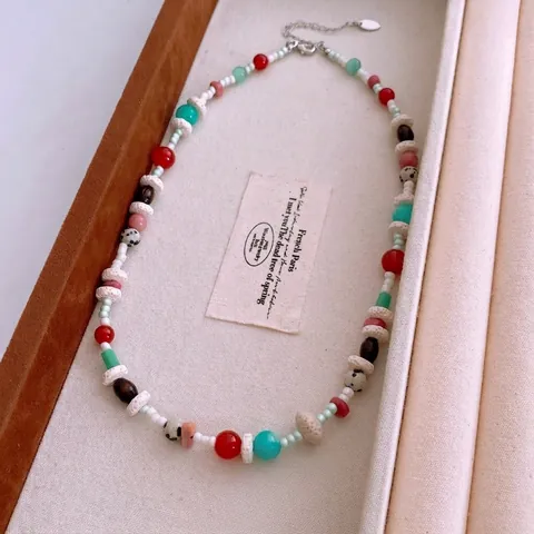 Collana Di Perline Colorata Bohémien Pietra Naturale Agata Turchese Fatta A Mano Catena Regolabile Gioielli Stile Etnico
