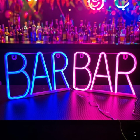 LED Neon Sign BAR Letter Light Plastic USB Battery Powered Wall Decor For Bar Club Party Pub Home Atmosphere