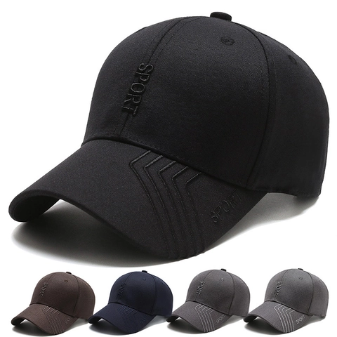 Sport Baseball Cap Polyester Cotton Blend Adjustable Metal Buckle Sun Protection Curved Brim Outdoor For Men