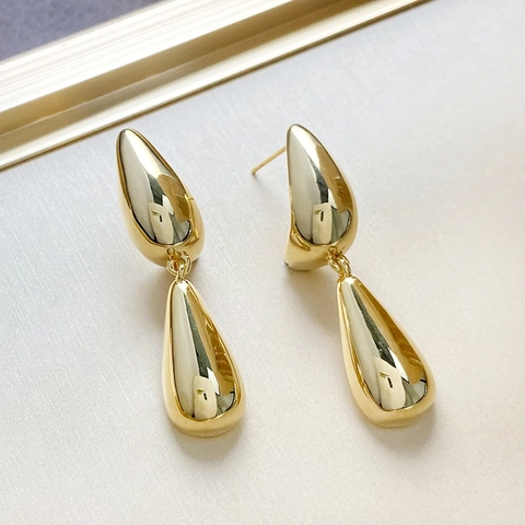 Elegante Kupfer Tropfen Ohrhänger Für Damen Hochglanzpoliert Gold Silber Plattiert Wassertropfen Anhänger Mode Schmuck Geschenk