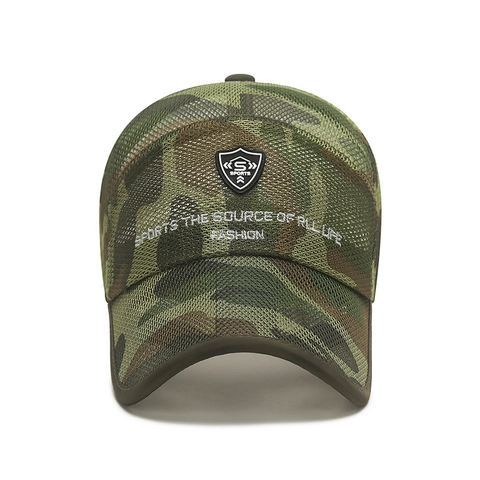 Casquette De Baseball En Maille Respirante Polyester Protection Solaire Pêche Extérieure Camouflage Style Sportif