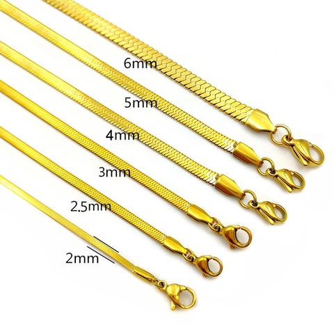 Minimalist Stainless Steel Flat Snake Chain Necklace Gold Plated Blade Chain For Men Women Fashion Jewelry Gift Accessories