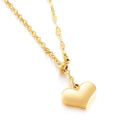Minimalist Heart Pendant Necklace Stainless Steel Polished Adjustable Chain Sweet Fashion Jewelry For Women Girls