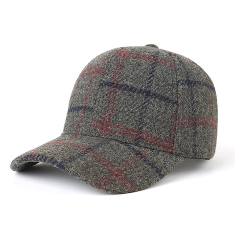 Plaid Baseball Cap Vintage Woolen Texture Outdoor Warm Winter Adjustable Hat For Men Women Casual