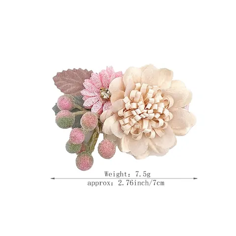 Handmade Artificial Flower Hair Clips Fabric Chiffon Floral Side Pin For Toddler Kids Baby Girls Wedding Party Accessories