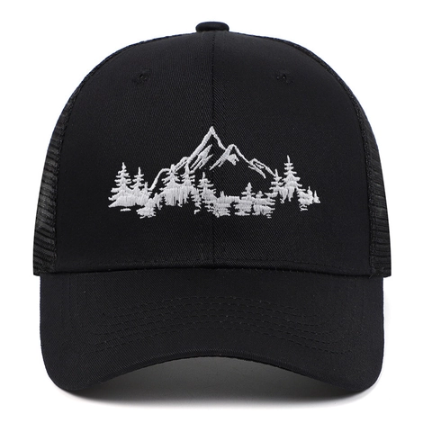 Cappello Trucker Ricamo Montagna Foresta Rete Traspirante Snapback Berretto Da Baseball Cappello Da Sole All Aperto