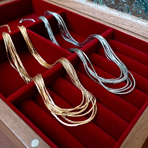 Minimalistische Mehrlagige Halskette Kupfer Echt Vergoldet Geometrische Schlüsselbeinkette Modeschmuck Für Damen