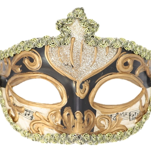Venezianische Maskerade Maske Vintage Halbes Gesicht Kunststoff Glitzer Musiknoten Druck Halloween Party Zubehör