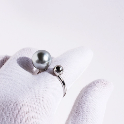 Artificial Pearl Open Ring Brass Adjustable Geometric U-Shaped Minimalist Elegant Jewelry For Women