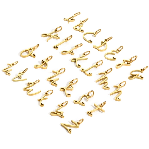 Colgante De Letra Del Alfabeto De Acero Inoxidable Con Corazón Pulido Espejo Escritura Cursiva Para Creación De Joyas DIY