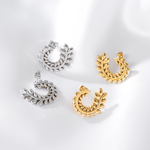 Wheat Ear Hoop Earrings 316 Stainless Steel Exquisite Ethnic Style Vintage Gold Silver Plated Elegant Women Accessory
