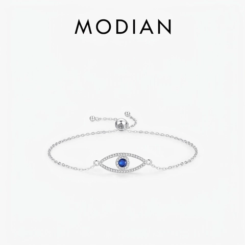 Evil Eye Armband 925 Sterlingsilber Blau Weiß Zirkon Verstellbarer Schiebeverschluss Minimalistischer Schmuck Für Frauen Geschenk