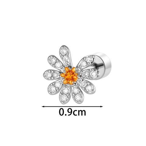Margriet Bloem Zirkonia Kraakbeen Stud Roestvrij Staal Helix Piercing Oorbel Dubbele Schroef Sluiting Sieraden Voor Dames