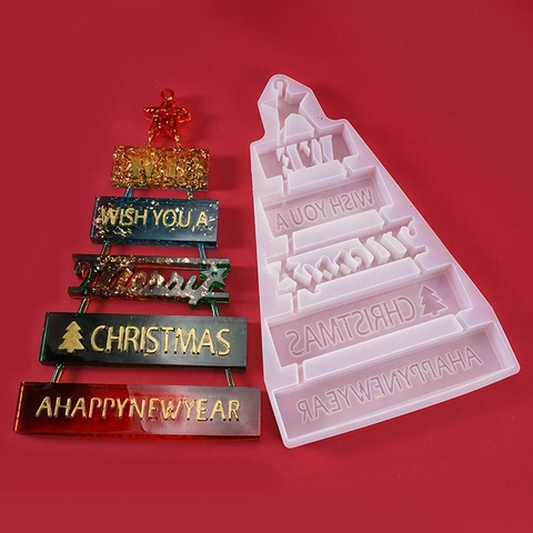 Weihnachts Silikonformen Für Harzguss DIY Merry Christmas Elch Wald Wandhaken Baum Feiertag Haus Deko