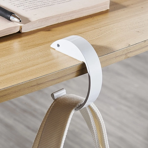 Crochet De Bureau Portable En Alliage D'aluminium Support Pour Sac À Dos Étudiants Table Antidérapant Sans Perçage